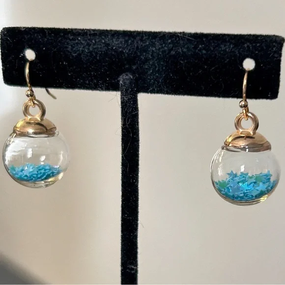 Aqua Wishing Ball Earrings - Picture 4 of 7